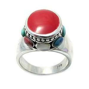  Red Agate & Multi Stone Ring 
