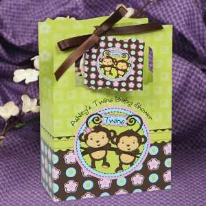   Monkeys 1 Boy & 1 Girl   Classic Personalized Baby Shower Favor Boxes