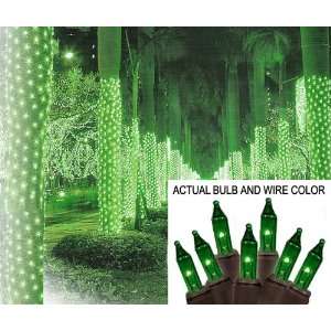   Green Mini Christmas Net Style Tree Trunk Wrap Lights   Brown Wire