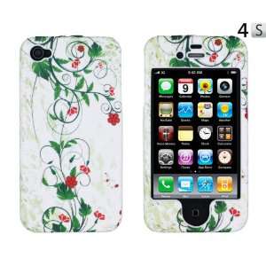  Green Plant & Red Flowers Crystal Case (Front & Back) for 