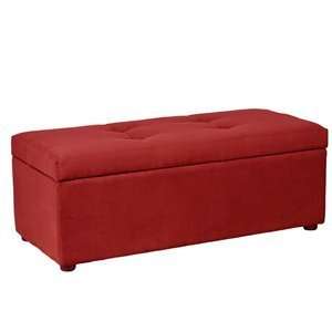   Living Hinged Bench Microfiber Ottoman in Crimson Furniture & Decor