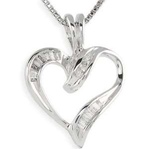  Womens .925 Sterling Silver 0.35CTW Diamond Necklace 