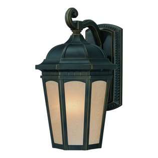   Light Exterior Wall Lantern, Oil Rubbed Bronze with Seeded Linen Globe