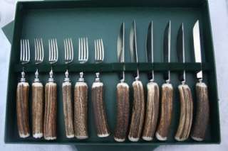   NEW SIX PAIRS OF GENUINE STAG STEAK KNIVES & FORKS SHEFFIELD  