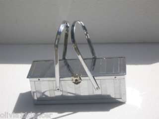 Machine age chrome box purse mid century modern 60s metal stainless 