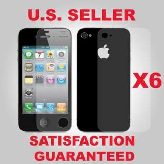 6X Clear Screen Protector Front+Back Cover Shield Full Body iPhone 4 