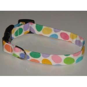  Pastel Colorful Easter Eggs White Dog Collar Large 1 
