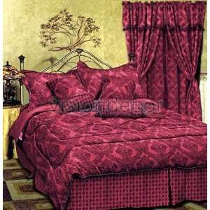   Burgundy Tone on Tone Jacquard King Bed in a Bag Comforter Bedding Set