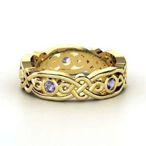    Brilliant Alhambra Band, 14K Yellow Gold Ring with Iolite Jewelry