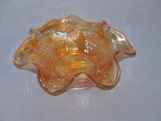 Fenton Carnival Glass Marigold Nappy Grape/Leaves Bowl  