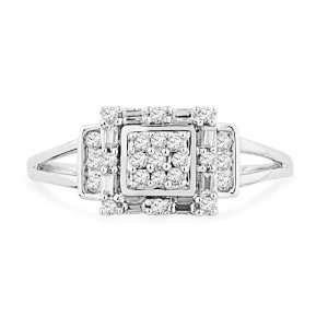   and Round Diamond Square Fashion Ring (1/4 cttw) D GOLD Jewelry