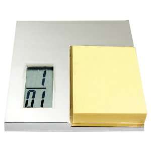   Silver Post Holder Pad with LCD Clock (10 1326MP)