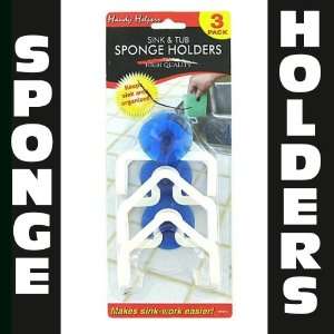   Sponge Holders Work Easy Suction Cup Kitchen Wash Dry Clean 3 Pack New