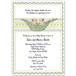 3D 2 Peas In A Pod Girls Baby Shower Invitations   Set of 20