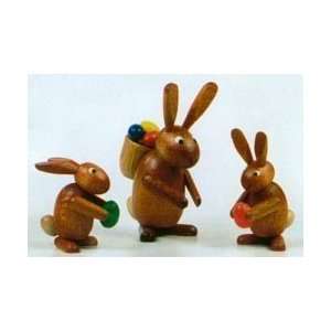  Erzgebirge Miniature Wood Easter Bunny Family