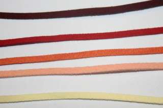 yds Burgundy Red Orange Yellow SUEDE leather CORD 3mm  