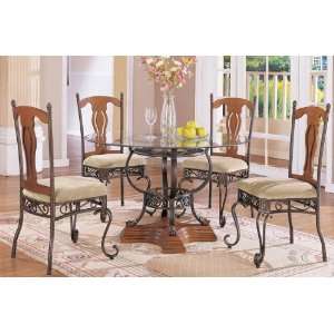  5pcs Round Dining Table and Chairs Set   Traditional Style 