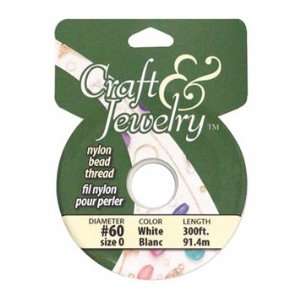  Craft & Jewelry Nylon Beading Cord #60 300 Feet/Pkg White 