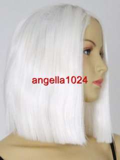 medium no bangs white cosplay wigs 0190  