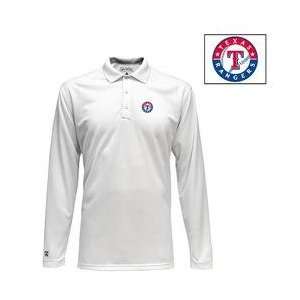  Texas Rangers Long Sleeve Victor Polo by Antigua   White 