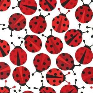  Red Ladybugs on White Cool Cords Fabric Two Yards (1.8m 