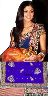 Premium Quality Blue Chiffon Saree same as Shilpa Shetty Worn  
