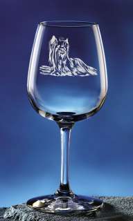 Personalized Yorkshire Terrier Pet Dog Etched Wine Glass 12.75oz