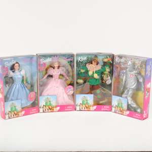 Lot/4 Wizard of Oz Barbie+Ken Dorothy+Glinda+Scarecrow+Tin Man in 