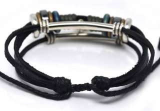 Ethnic Surfer Leather Bracelets Wristbands Alloy Chain  