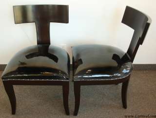 Pair of Custom Art Deco T Back Accent Side Chairs  