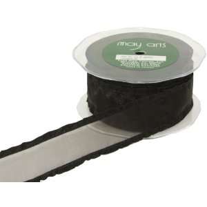   Inch Wide Ribbon, Black Sheer with Ruffle Edge Arts, Crafts & Sewing