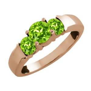  20 Ct Genuine Round Green Peridot Gemstone 14k Rose Gold Ring Jewelry