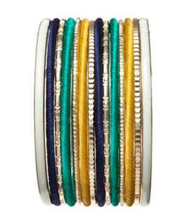 Green (Green) Multi Coloured Thread Wrapped Bangle Pack  241697830 