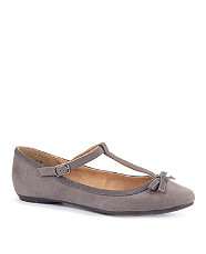 Grey (Grey) Teens Grey T Bar Bow Pumps  254897504  New Look