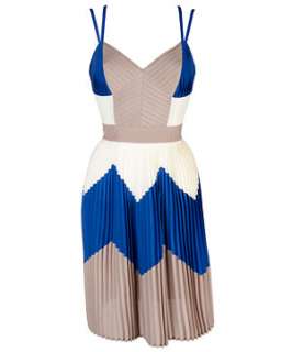 Blue (Blue) Limited Colour Block Pleated Dress  242114340  New Look