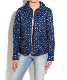 Blue Pattern (Blue) Bird Pattern Quilted Jacket  243522249  New Look