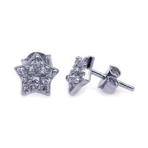  Sterling Silver Earrings Open Star Stud Earrings Jewelry