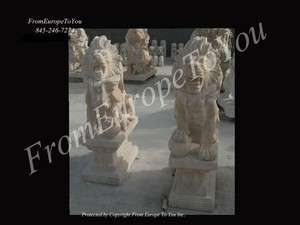 HAND CARVED MARBLE SUNSHNNE MARBLE LIONS LION3  