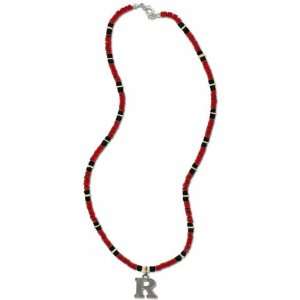  Rutgers Scarlet Knights Mens Wood Bead Necklace Sports 