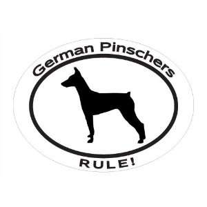 Oval Decal with dog silhouette and statement GERMAN PINSCHERS RULE 