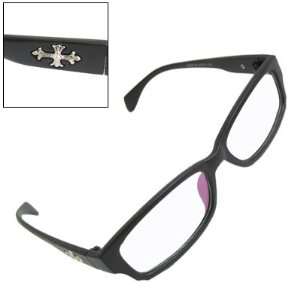   93066 Unisex Black Plastic Frame Rectangle Clear Lens Plano Glasses