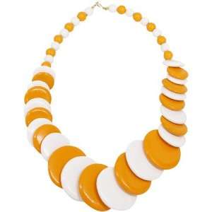 Orange White Escalating Wooden Bead Necklace  Sports 