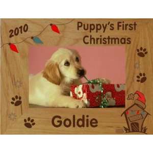  Personalized Hardwood Puppys First Christmas Frame
