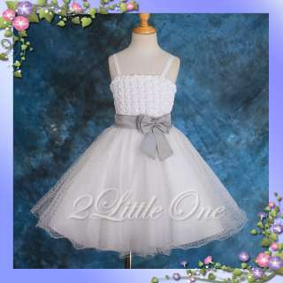 White Wedding Flower Girl Pageant Party Dress Sz 8 9  