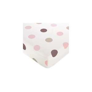 Mod Dots Pink and Brown Fitted Crib Sheet for Baby and Toddler Bedding 