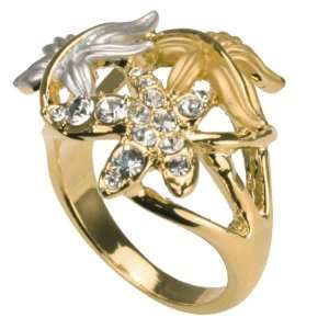   Gold Silver Tone Cubic Zirconia Fashion Ring Size 7 Dahlia Jewelry