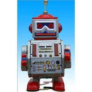  Tin wind up red and grey Robot figurine