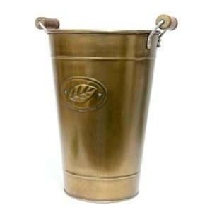  Metal Bronze Decorative Bucket with Wood Handles