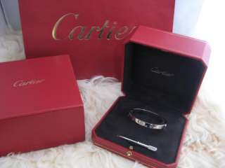 Cartier LOVE Bracelet 18K White Gold Size 16 Full Set  