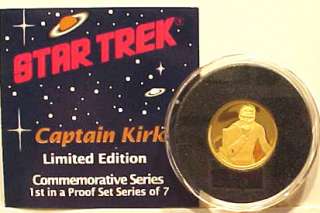 Original Captain KIRK Star Trek 1/4 oz Gold Coin Proof  